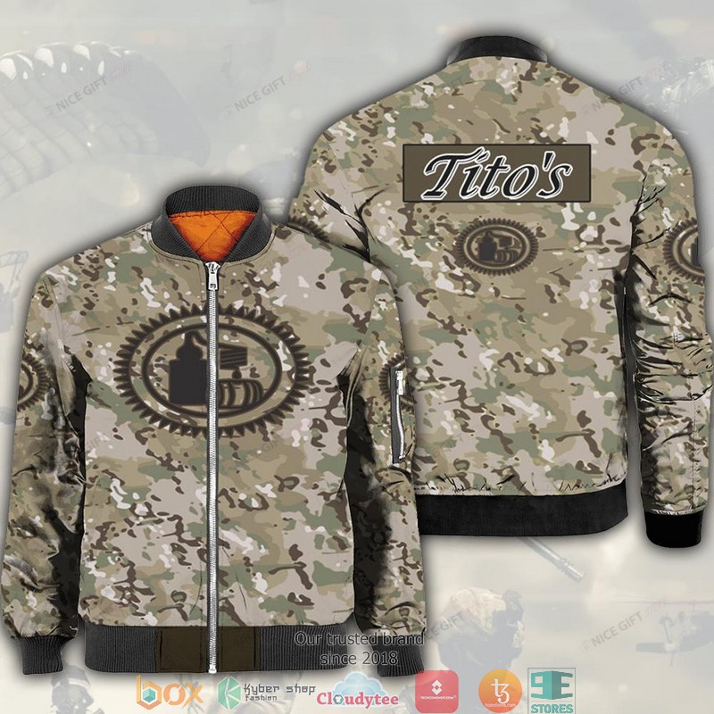 Titos Handmade Vodka Camouflage Bomber Jacket Titos Handmade Vodka Camouflage Bomber Jacket