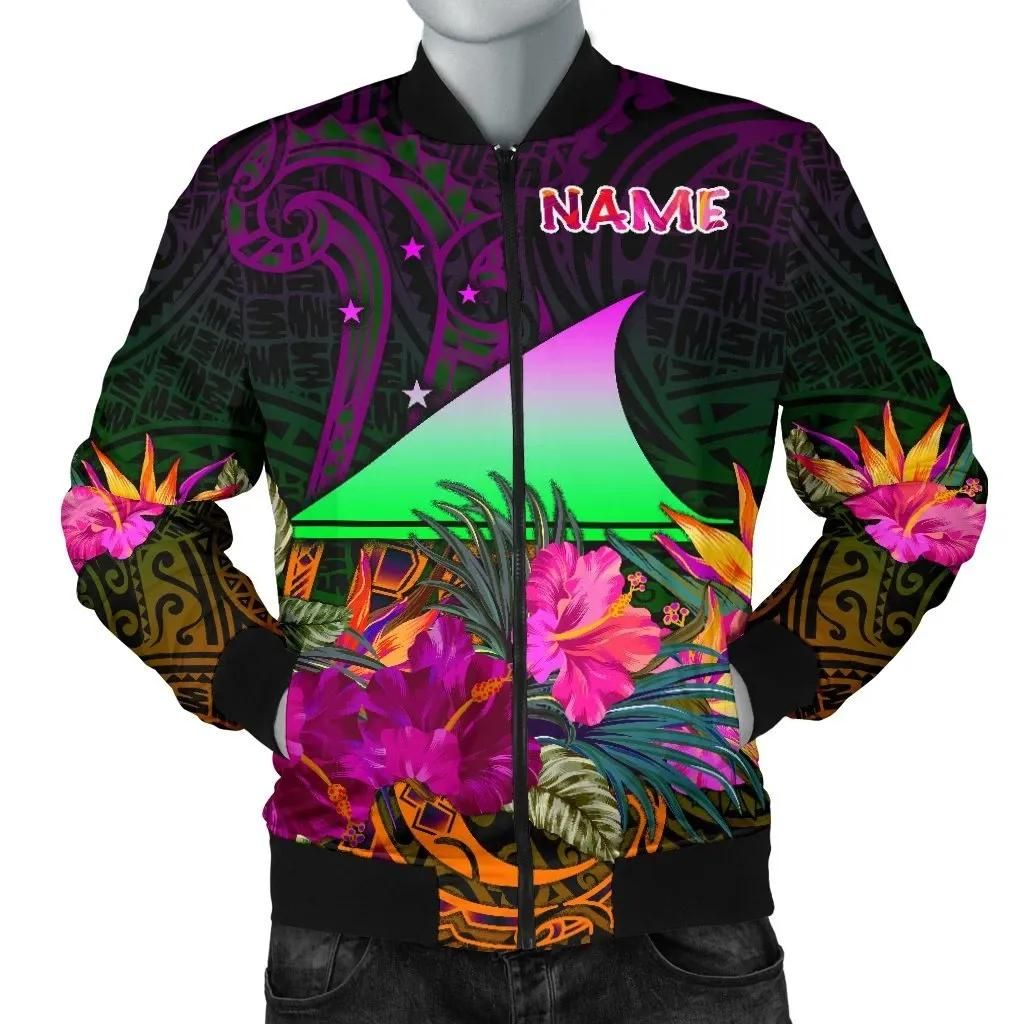 Tokelau Personalised Men's Bomber Jacket - Summer Hibiscus - BN15 Bomber Jacket Tokelau Personalised Men's Bomber Jacket - Summer Hibiscus - BN15 Bomber Jacket