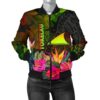 Tokelau Polynesian Women's Bomber Jacket - Hibiscus and Banana Leaves - BN15 Bomber Jacket