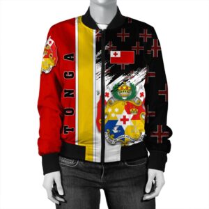 Tonga Coat Of Arms Women's Bomber Jacket - Flag Style JH Bomber Jacket