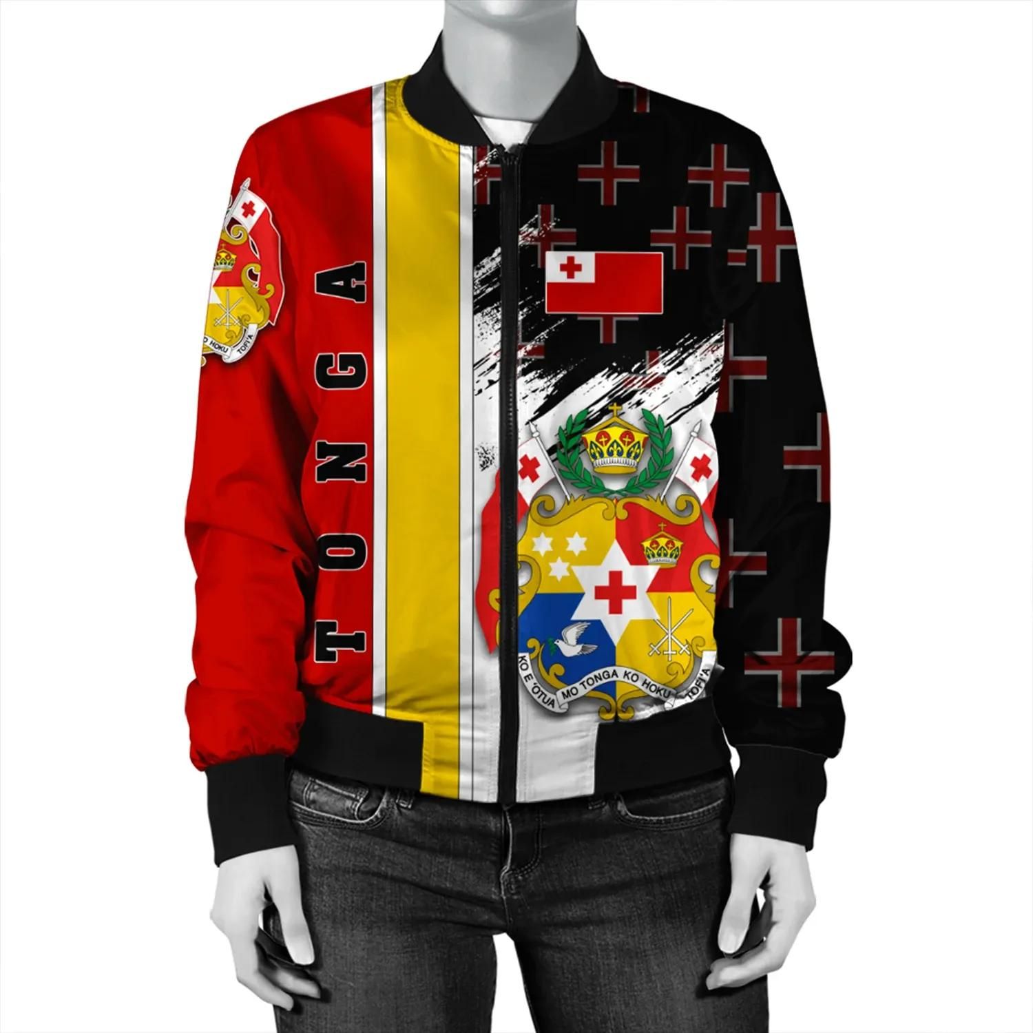 Tonga Coat Of Arms Women's Bomber Jacket - Flag Style JH Bomber Jacket Tonga Coat Of Arms Women's Bomber Jacket - Flag Style JH Bomber Jacket