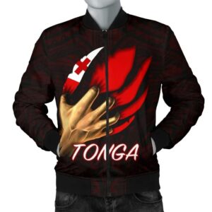 Tonga Men's Bomber Jacket - Tonga In Me (Red) - BN25 Bomber Jacket