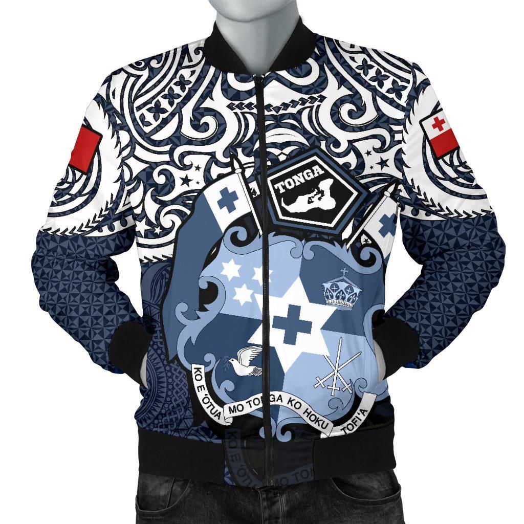 Tonga Polynesian Bomber Jacket (Men) - Tongan Pride (Blue) - BN15 Bomber Jacket Tonga Polynesian Bomber Jacket (Men) - Tongan Pride (Blue) - BN15 Bomber Jacket