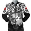 Tonga Polynesian Bomber Jacket (Men) - Tongan Pride (White) - BN15 Bomber Jacket