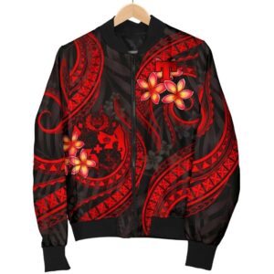 Tonga Polynesian Men Bomber Jacket - Red Plumeria - BN11 Bomber Jacket
