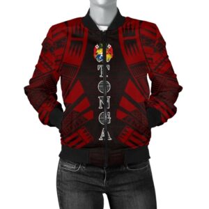 Tonga Women Bomber Jacket - Polynesian Tattoo Red - BN0110 Bomber Jacket