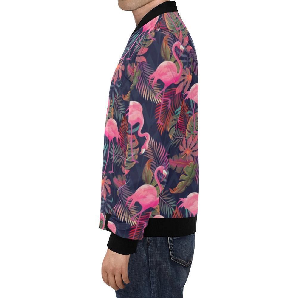 Tropical-Flamingo-Palm-Leaves-Hawaiian-Floral-Pattern-Print-Mens-Bomber-Jacket-1