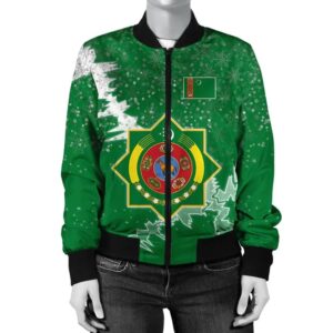 Turkmenistan Christmas Coat Of Arms Women Bomber Jacket X Style J78 Bomber Jacket