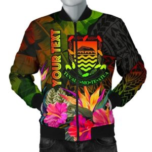Tuvalu Polynesian Personalised Men's Bomber Jacket -  Hibiscus and Banana Leaves - BN15 Bomber Jacket
