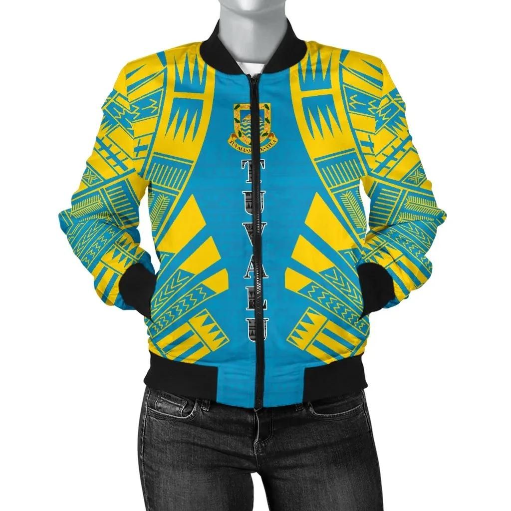 Tuvalu Women Bomber Jacket - Polynesian Tattoo Flag - BN0110 Bomber Jacket Tuvalu Women Bomber Jacket - Polynesian Tattoo Flag - BN0110 Bomber Jacket