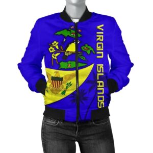 US Virgin Islands Women Bomber Jacket Tank Flag Over Ocean K4 Bomber Jacket