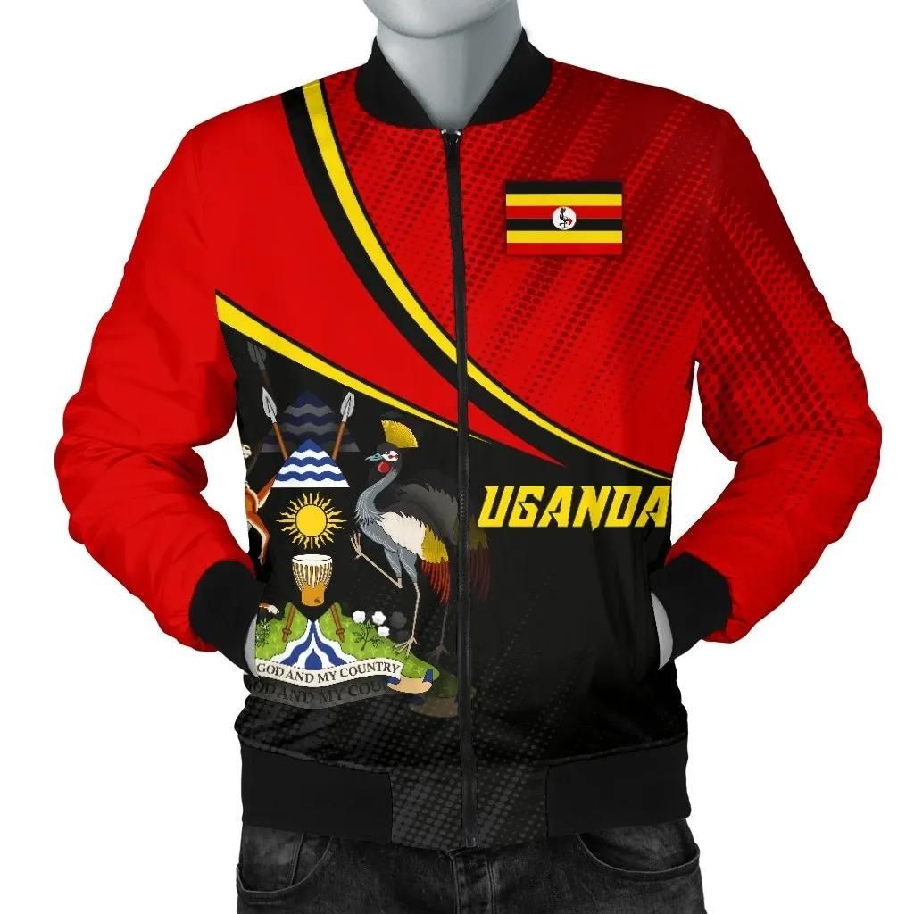 Uganda Men's Bomber Jacket - National Flag - BN15 Bomber Jacket Uganda Men's Bomber Jacket - National Flag - BN15 Bomber Jacket