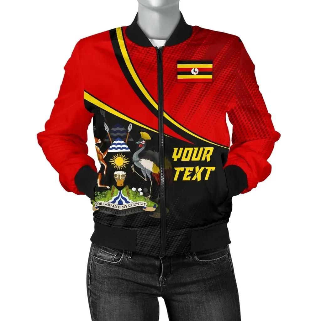 Uganda Personalised Women's Bomber Jacket - National Flag - BN15 Bomber Jacket Uganda Personalised Women's Bomber Jacket - National Flag - BN15 Bomber Jacket