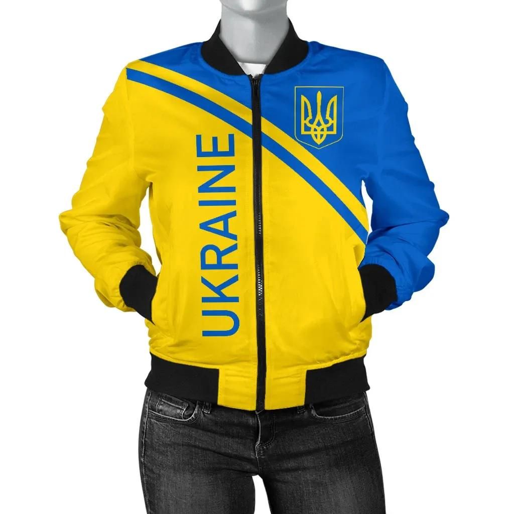Ukraine Women's Bomber Jacket - Curve Version - BN04 Bomber Jacket Ukraine Women's Bomber Jacket - Curve Version - BN04 Bomber Jacket