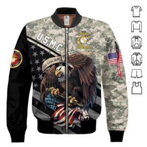 Us Marine Us Flag Camo 3D Printed Unisex Bomber Jacket