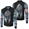 Us Navi Blue Camourflage Spartan Warrior Helmet Pattern 3D Bomber Jacket