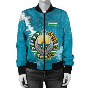 Uzbekistan Christmas Coat Of Arms Women Bomber Jacket X Style J78 Bomber Jacket