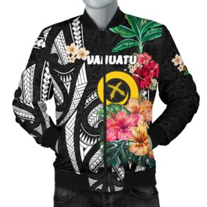 Vanuatu Men's Bomber Jacket Coat Of Arms Polynesian With Hibiscus-2 TH5 Bomber Jacket