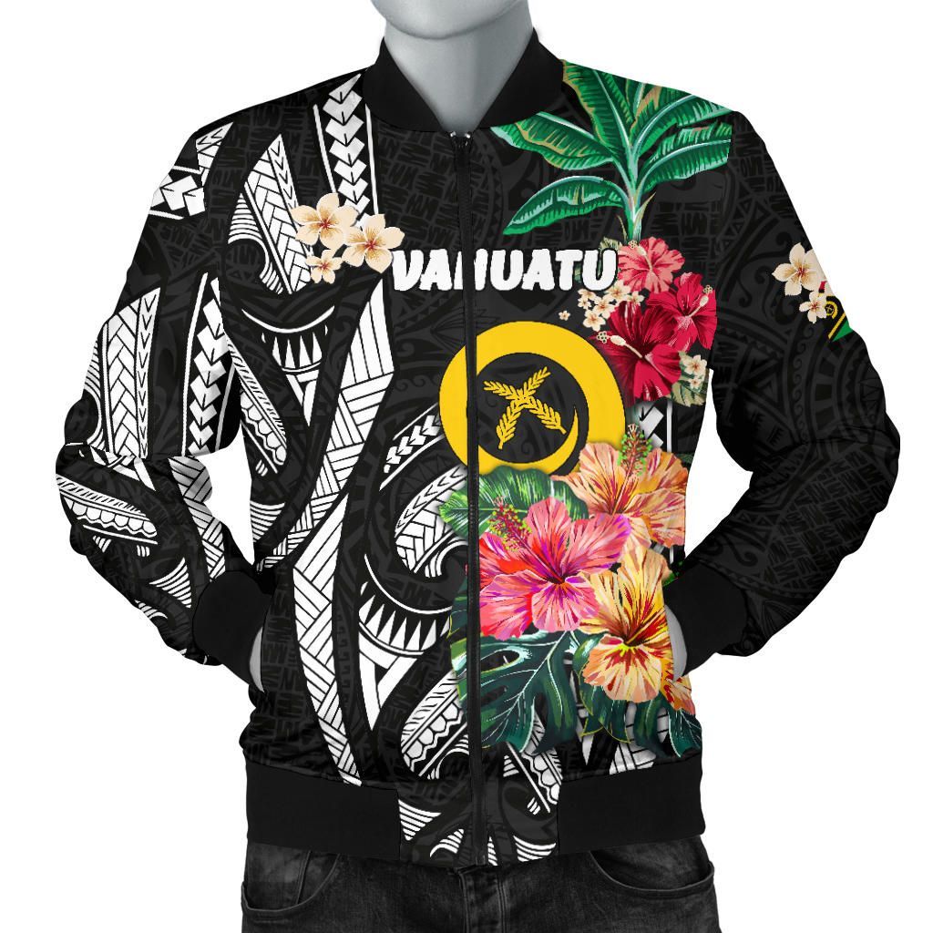 Vanuatu Men's Bomber Jacket Coat Of Arms Polynesian With Hibiscus-2 TH5 Bomber Jacket Vanuatu Men's Bomber Jacket Coat Of Arms Polynesian With Hibiscus-2 TH5 Bomber Jacket