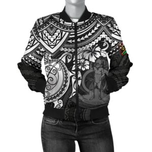 Vanuatu Polynesian Bomber Jacket (Women) - White Turtle - BN1518 Bomber Jacket