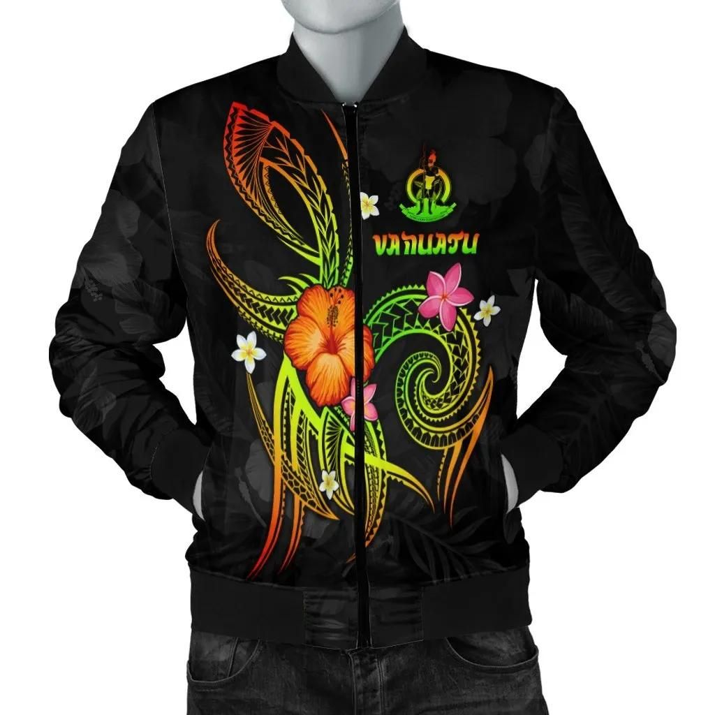 Vanuatu Polynesian Men's Bomber Jacket - Legend of Vanuatu (Reggae) - BN15 Bomber Jacket Vanuatu Polynesian Men's Bomber Jacket - Legend of Vanuatu (Reggae) - BN15 Bomber Jacket