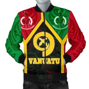 Vanuatu Polynesian Men's Bomber Jacket - Vanuatu Flag and Coat Of Arms - BN18 Bomber Jacket