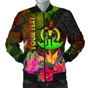 Vanuatu Polynesian Personalised Men's Bomber Jacket -  Hibiscus and Banana Leaves - BN15 Bomber Jacket
