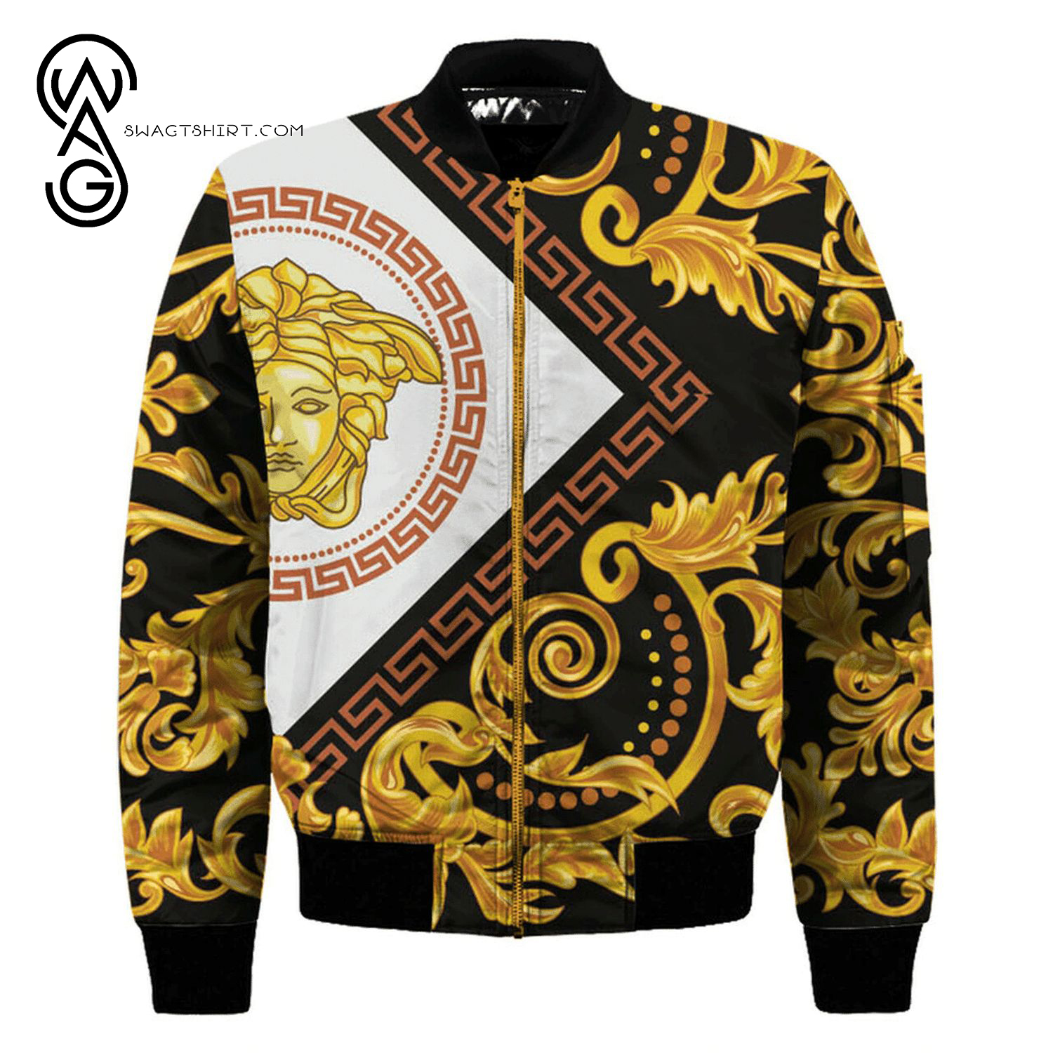 Versace Gold All Over Print Bomber Jacket Versace Gold All Over Print Bomber Jacket