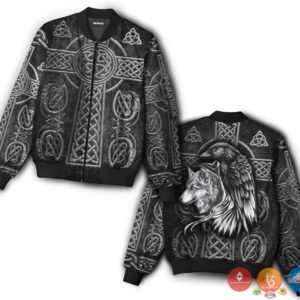 Viking Raven And Wolf Bomber Jacket