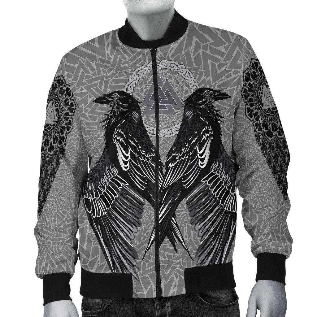 VikingStyle Bomber Jacket Raven Valknut A15 Bomber Jacket VikingStyle Bomber Jacket Raven Valknut A15 Bomber Jacket