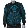 VikingStyle Bomber Jacket Raven Valknut Cyan A15 Bomber Jacket