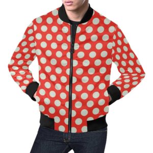 Vintage Red White Polka Dot Pattern Print Mens Bomber Jacket