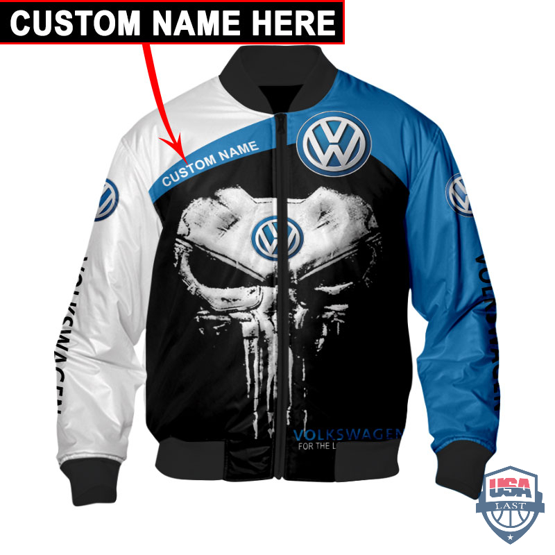 Volkswagen Punisher Skull Custom Name Bomber Jacket Volkswagen Punisher Skull Custom Name Bomber Jacket