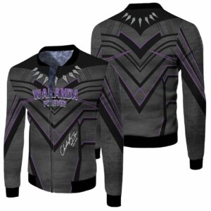 Wakanda Forever Chadwick Boseman Signature Black Panther Suit Pattern For Fan 3D Hoodie T Shirt Sweater Jersey Bomber Jacket Model 6428 Bomber Jacket