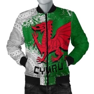 Wales Celtic Women's Bomber Jacket - Grunge Dragon - BN15