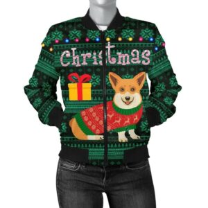 Wales Christmas Corgi Women's Bomber Jacket A31 Bomber Jacket