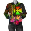 Wallis and Futuna Polynesian Women's Bomber Jacket - Hibiscus and Banana Leaves - BN15 Bomber Jacket