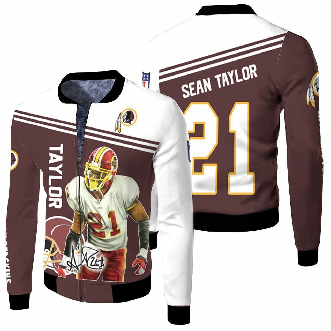 Washington Football Sean Taylor 3D T Shirt Hoodie Jersey Bomber Jacket Model 6438 Bomber Jacket Washington Football Sean Taylor 3D T Shirt Hoodie Jersey Bomber Jacket Model 6438 Bomber Jacket