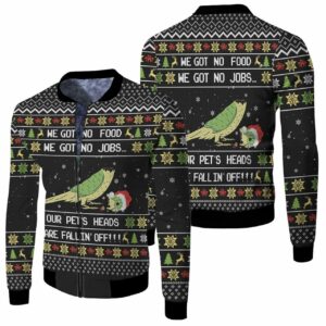 We Got No Food No Jobs Our Pets Heads Are Falling Off Ugly Christmas 3D T Shirt Hoodie Sweater Jersey Bomber Jacket Model 6459 Bomber Jacket