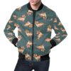 Wiener Dog Dachshund Portrait Pastel Pattern Print Mens Bomber Jacket