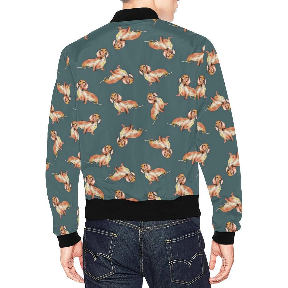 Wiener-Dog-Dachshund-Portrait-Pastel-Pattern-Print-Mens-Bomber-Jacket-2