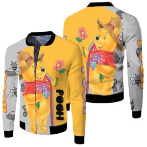 Winnie The Pooh Picking Flower Fan 3D Bomber Jacket