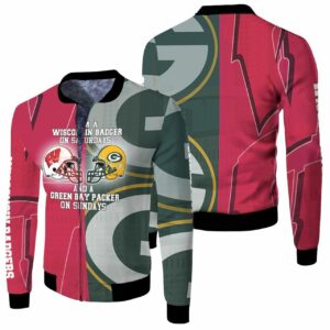 Wisconsin Badger On Saturdays And Green Bay Packer On Sundays 3D T Shirt Hoodie Sweater Jersey Bomber Jacket Model 6483 Bomber Jacket