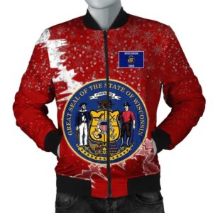 Wisconsin Christmas Coat Of Arms Men Bomber Jacket X Style J78 Bomber Jacket