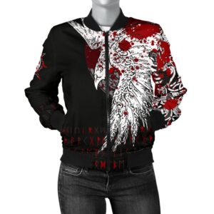 Women's Bomber Jacket - Mystical Raven Tattoo Blood A31 Bomber Jacket