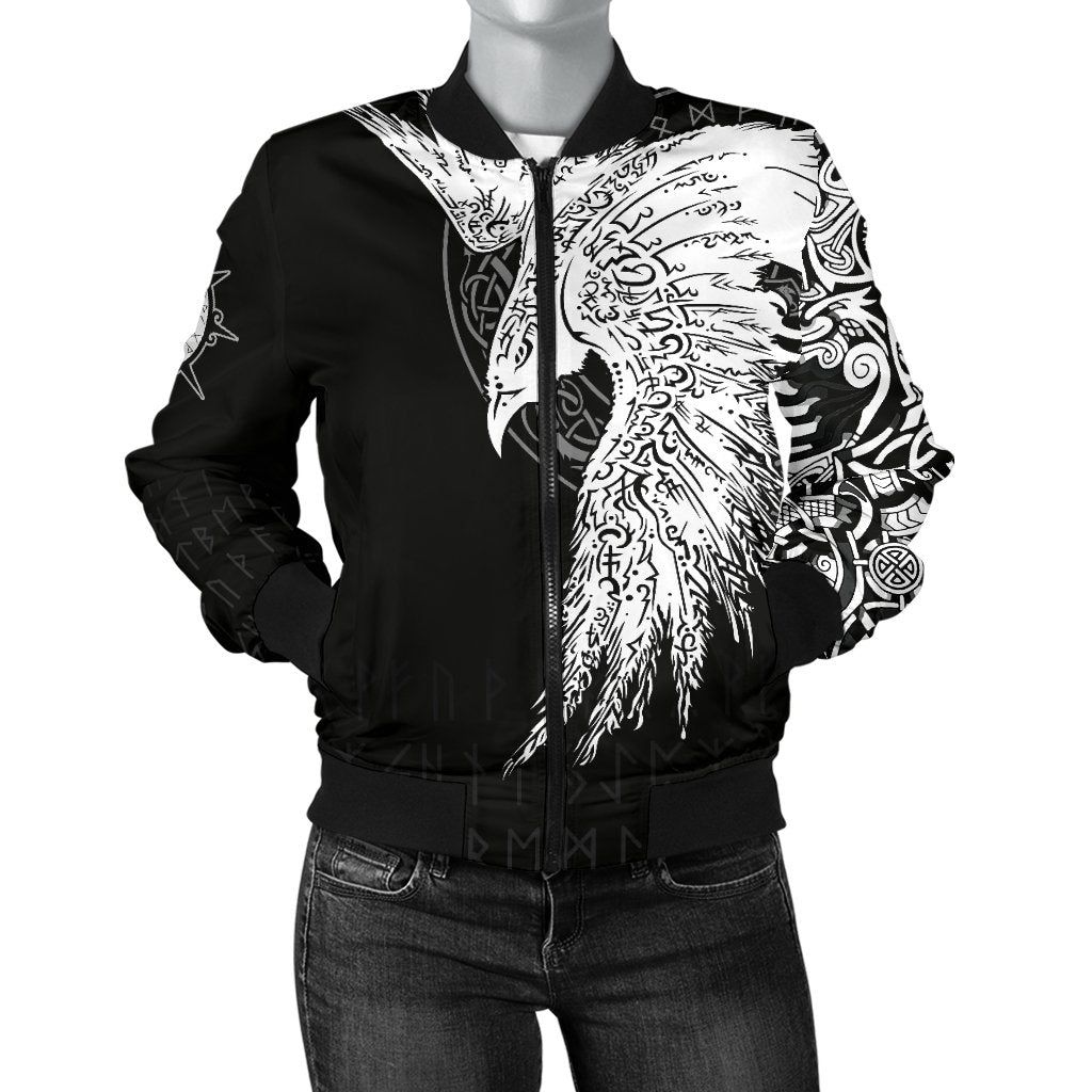 Women's Bomber Jacket Mystical Raven Tattoo Special A31 Bomber Jacket Women's Bomber Jacket Mystical Raven Tattoo Special A31 Bomber Jacket