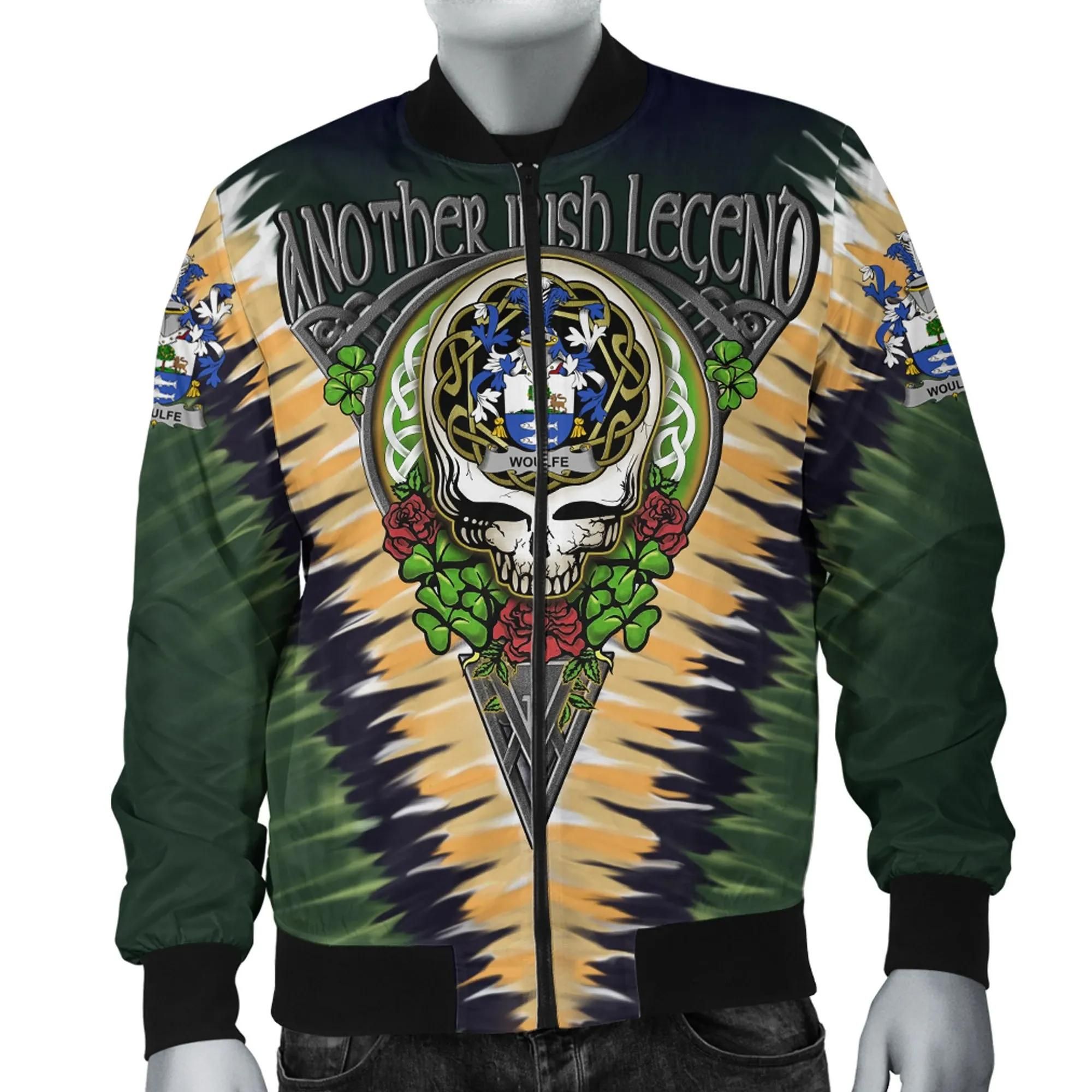 Woulfe Ireland Bomber Jacket - GD Irish Legend Shamrock V Tie-Dye A7 Bomber Jacket Woulfe Ireland Bomber Jacket - GD Irish Legend Shamrock V Tie-Dye A7 Bomber Jacket