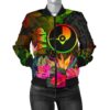 YAP Polynesian Women's Bomber Jacket-  Hibiscus and Banana Leaves - BN15 Bomber Jacket