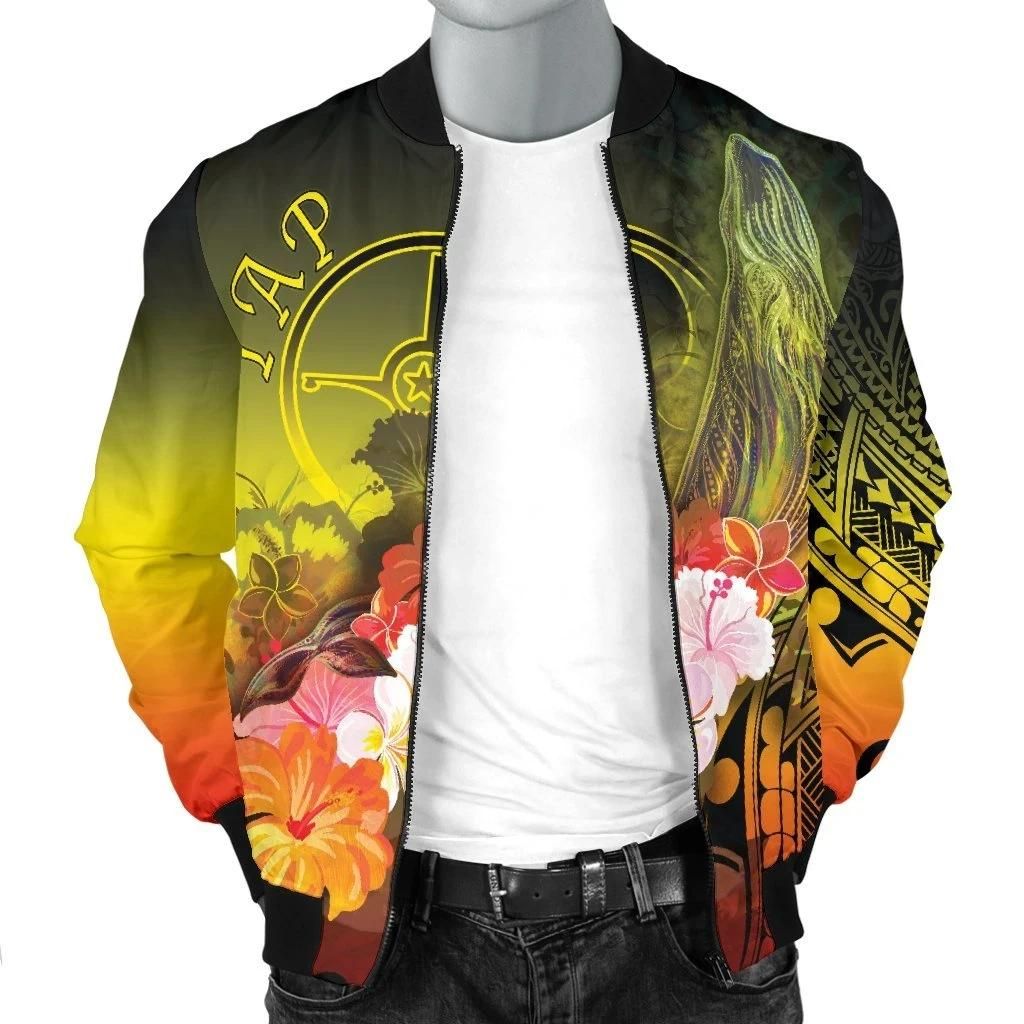 Yap-Mens-Bomber-Jacket-Humpback-Whale-with-Tropical-Flowers-Yellow-BN18-Bomber-Jacket-2
