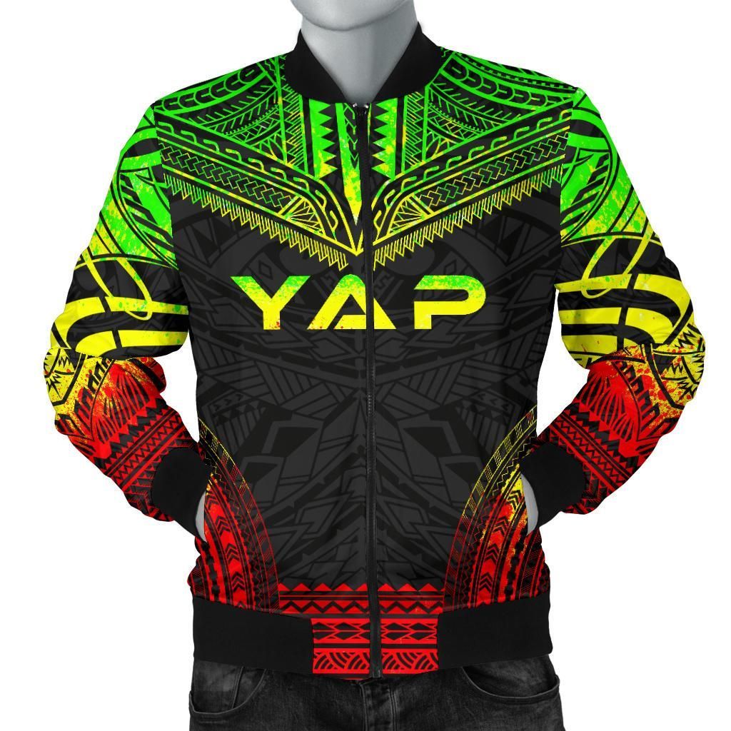 Yap Polynesian Chief Men's Bomber Jacket - Reggae Version - Bn10 Bomber Jacket Yap Polynesian Chief Men's Bomber Jacket - Reggae Version - Bn10 Bomber Jacket